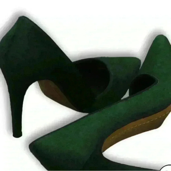 Alice+Olivia Stacey Bendet Prime Suede 4" Slim Heel Pointed Toe Green (Size 8.5) - Picture 5 of 11